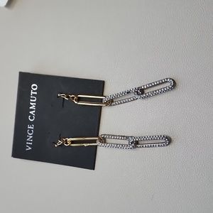 NWT Vince Camuto Two Toned Crystal Drop Earrings
